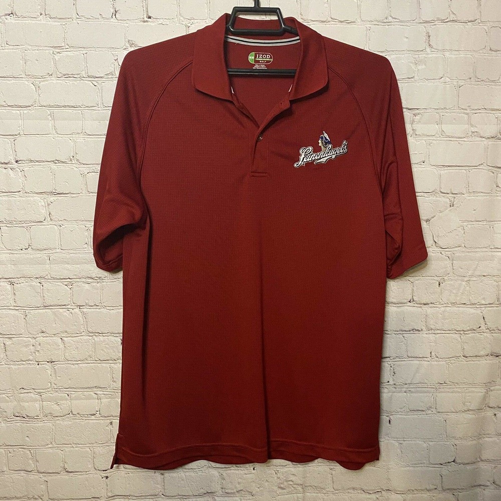 Izod Golf Polo Leinenkugels Mens M Burgandy Emproidered Logo Xtreme Function
